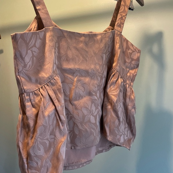 Poly Tank Floral Crop Top in Brown - Picture 3 of 3